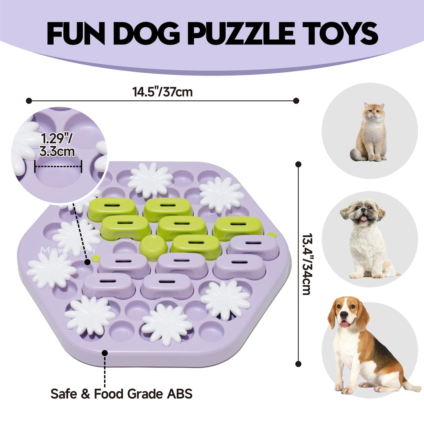 MEWOOFUN Dog Puzzle Toy for Smart Dogs, Level 3 Enrichment Toys for Pets IQ Training, Cat Slow Feeder Interactive Toys Cat Treat Puzzle for All Breeds (Two-Color Feeder)