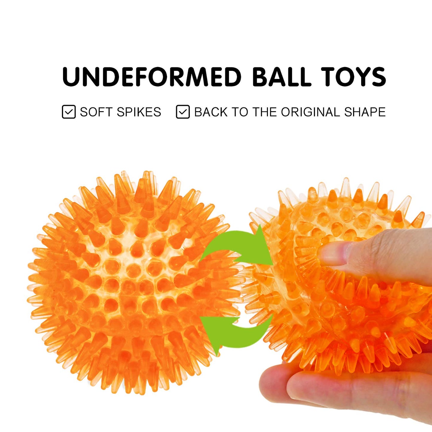 SHARLOVY Squeaky Balls for Pet Small Puppy, TPR Fetch Spike Balls for Dogs, Rubber 6 Pack Bright Colors Chew Teething Dog Toys