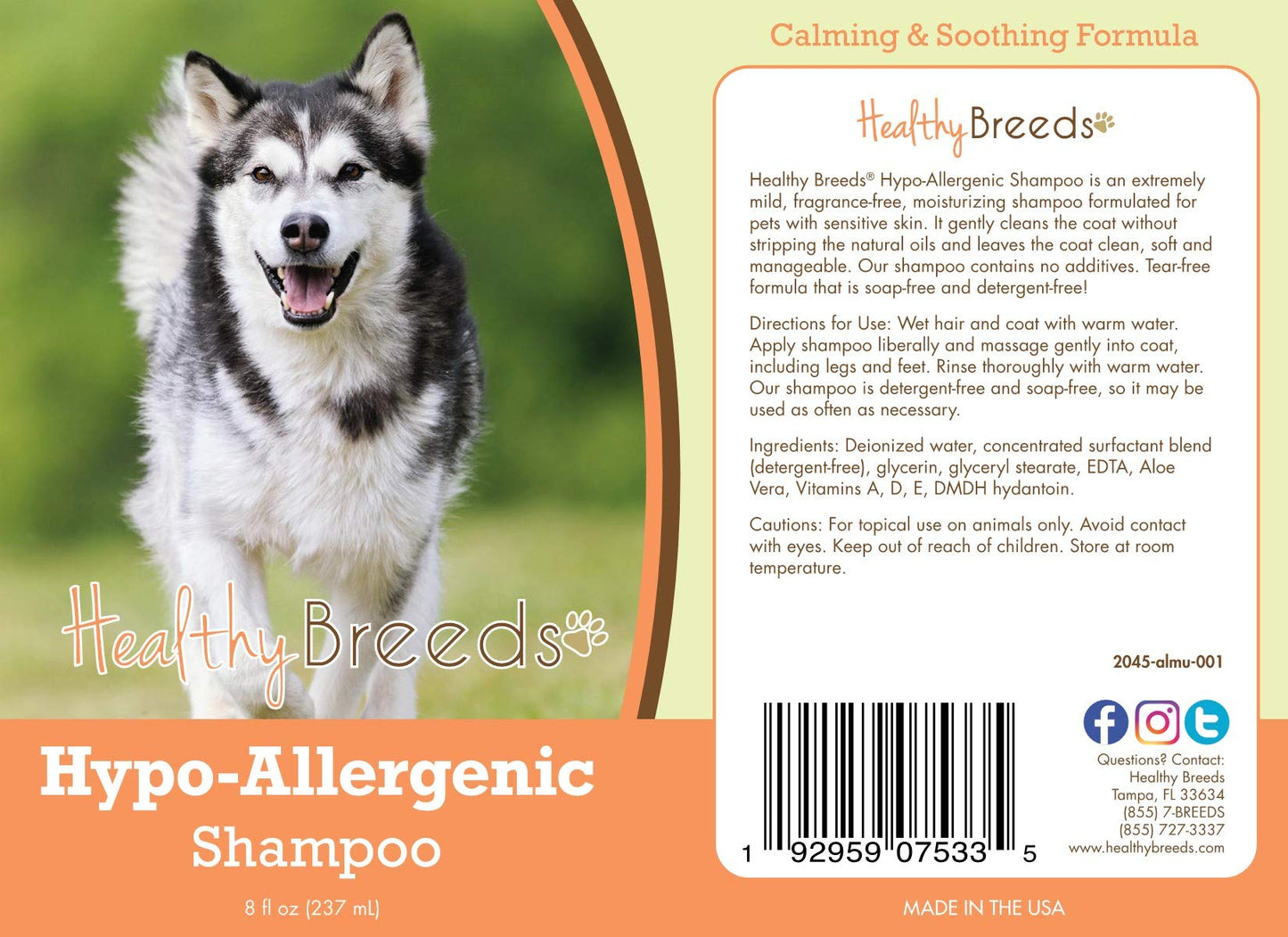 Healthy Breeds Alaskan Malamute Hypo-Allergenic Shampoo 8 oz