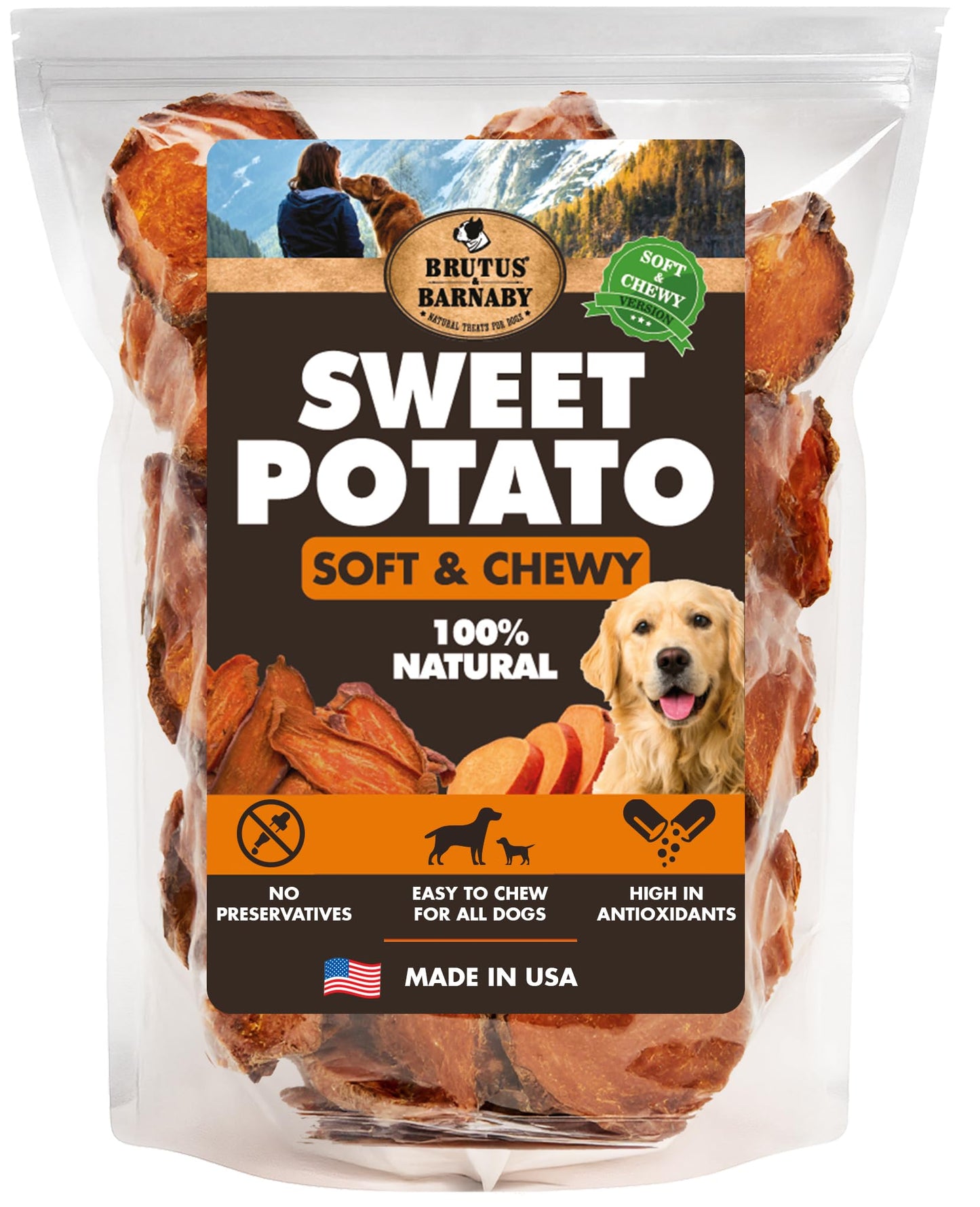 Sweet Potato Slices For Dogs - Soft & Chewy - Single Ingredient Dog Treats, Healthy 100% Natural Sweet Potato Dog Treats With No Added Preservatives - Softer & Great For Puppies Or Senior Dogs (8oz)