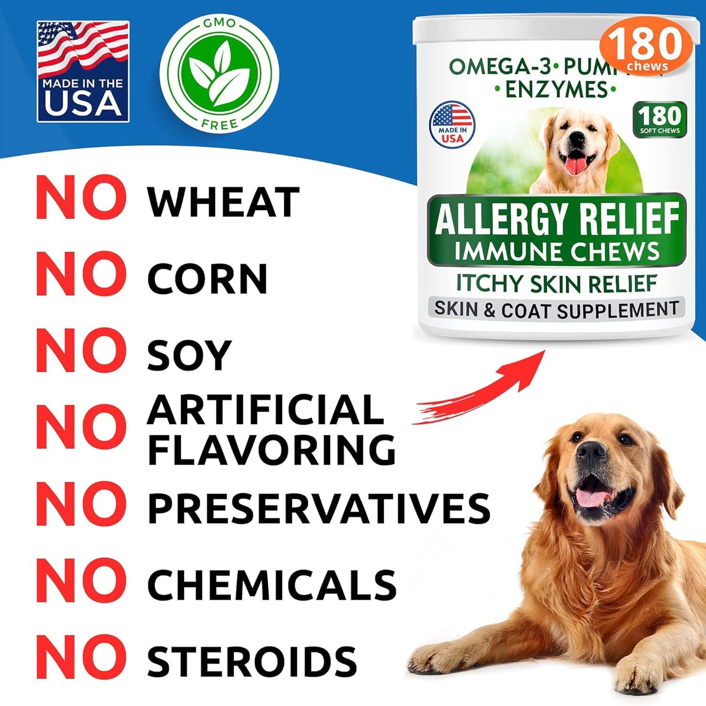 Omega 3 + Allergy Relief for Dogs Bundle - Anti-Itch Skin + Skin Allergy - Omega 3 Fish Oil + EPA & DHA Fatty Acids - Itching&Paw Licking + Itch Relief - 360 Chews - Made in USA