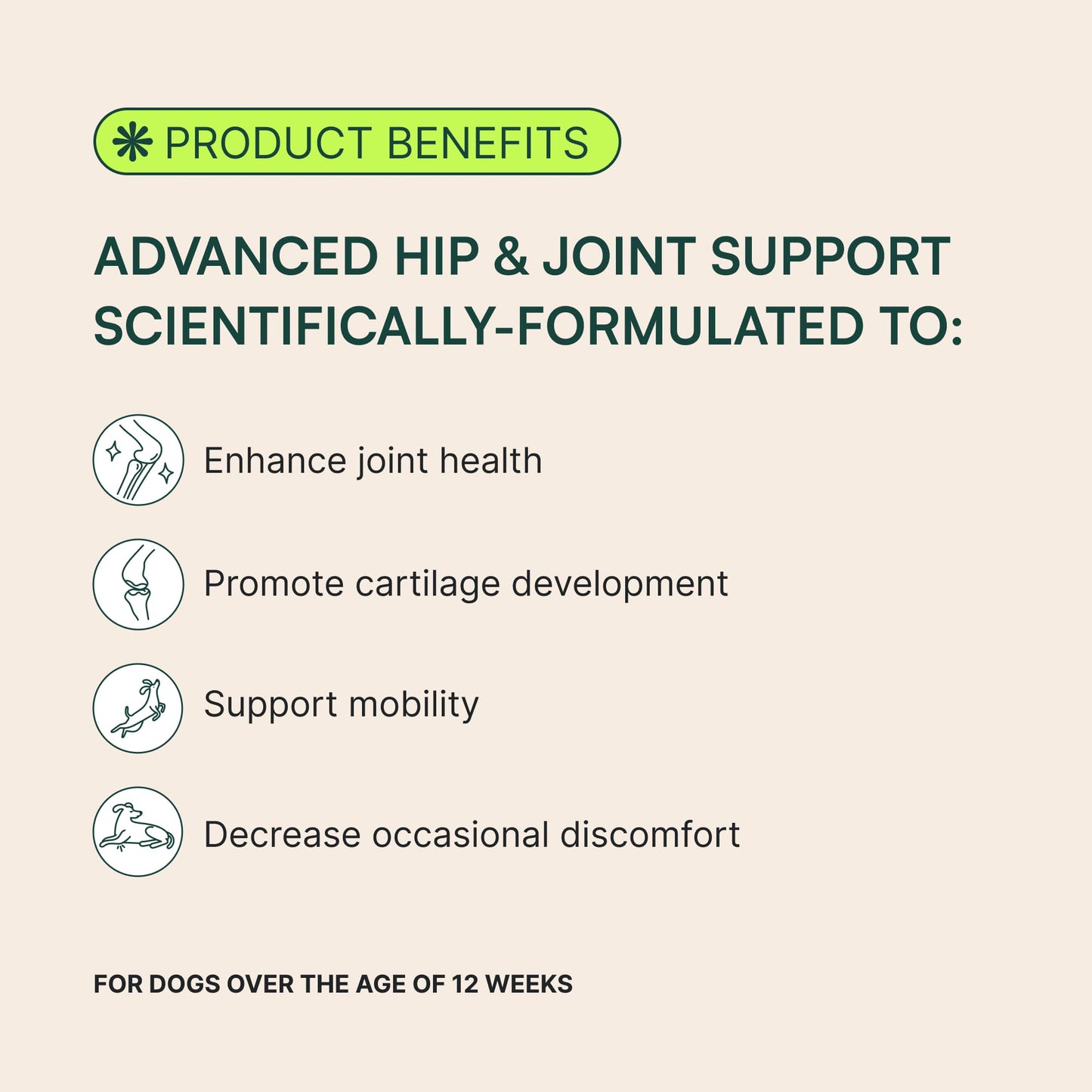 Wuffes Advanced Dog Hip and Joint Supplement with Glucosamine, Chondroitin, Omega 3, MSM, and Green Lipped Mussel, 30 Pork Flavored Chews for Large Dog Breeds