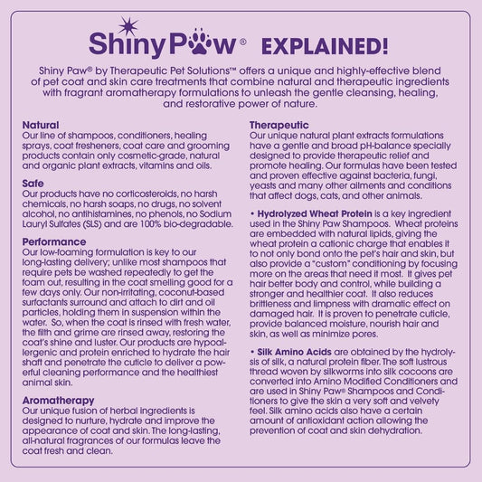 Natural Cat Shampoo for Itchy Skin with Chamomile, Aloe Vera & Eucalyptus by Shiny Paw 16 oz | Hypoallergenic Feline Shampoo for Sensitive Skin Itch Relief | for Adult & Senior Cats | Made in USA