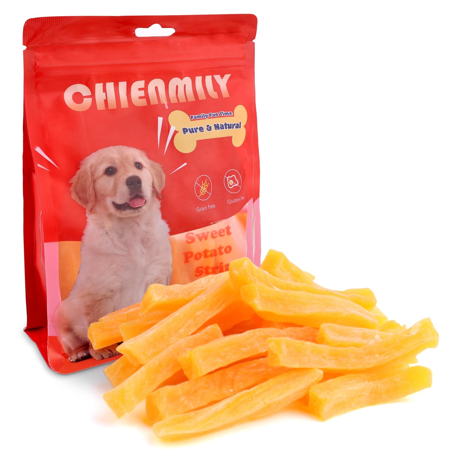 Chienmily Sweet Potato Dog Treats Soft, Natural Human Grade Puppy Chew, Low Fat Grain Free Treats, Gluten Free for Small Medium & Large Dogs, 11.6oz