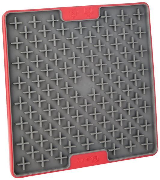 LICKIMAT Tuff, Heavy-Duty Buddy, Dog Slow Feeder Lick Mat, Boredom Anxiety Reducer; Perfect for Food, Treats, Yogurt, or Peanut Butter, Fun Alternative to a Slow Feed Dog Bowl, Red
