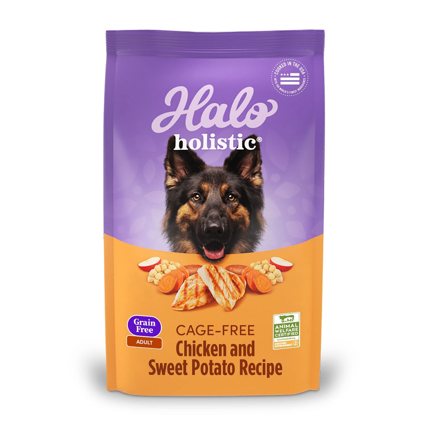 Halo Holistic Dog Food Cage Free Chicken & Sweet Potato Formula, Grain Free Dry Dog Food, Complete Digestive Health, Kibble for Adult Dogs, 3.5 lb Bag