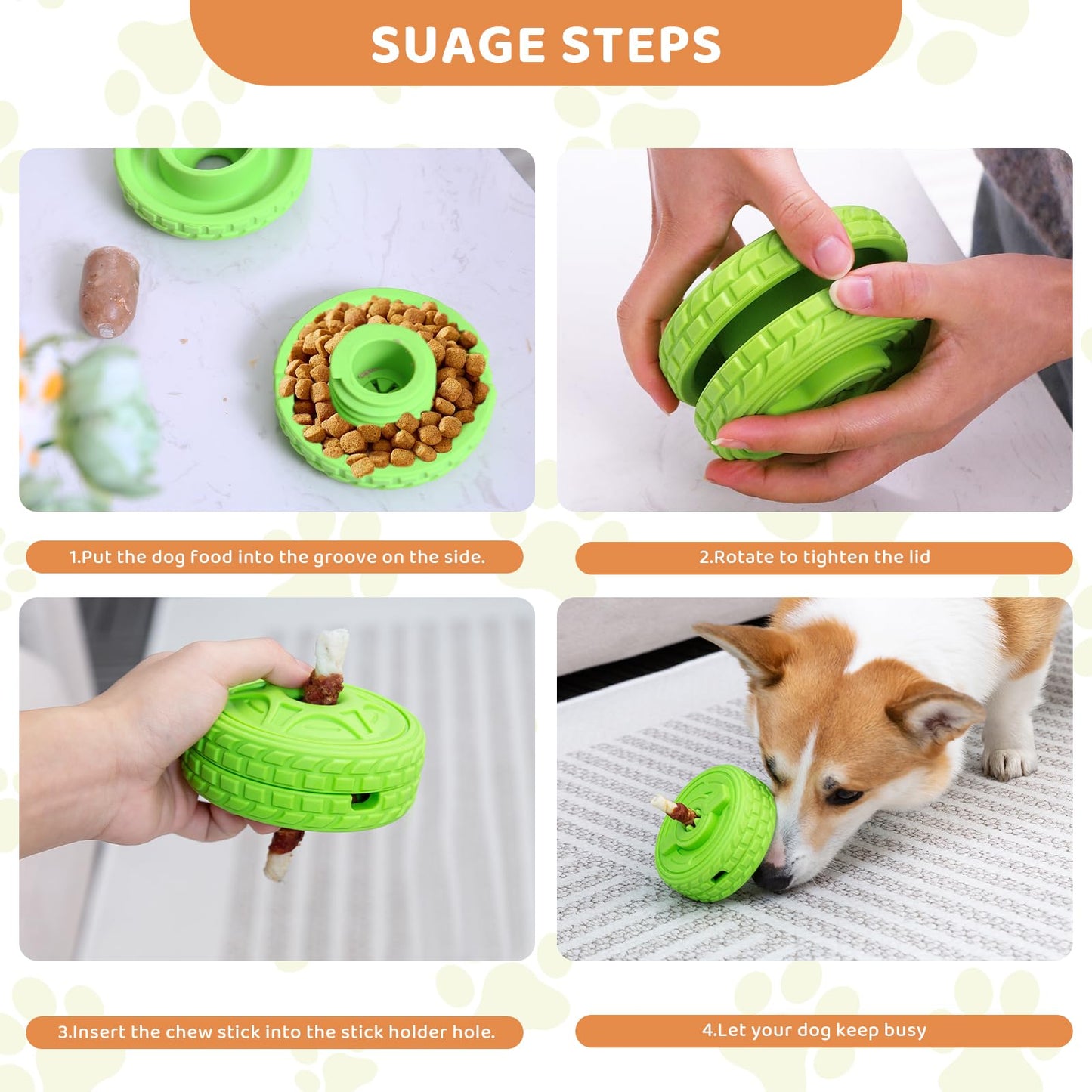 DFQ Tough Tire Chew Toy for Dogs,Interactive Treat Dispenser with Licking Zone and Stick Slot,Built for Power Chewers and Boredom Relief