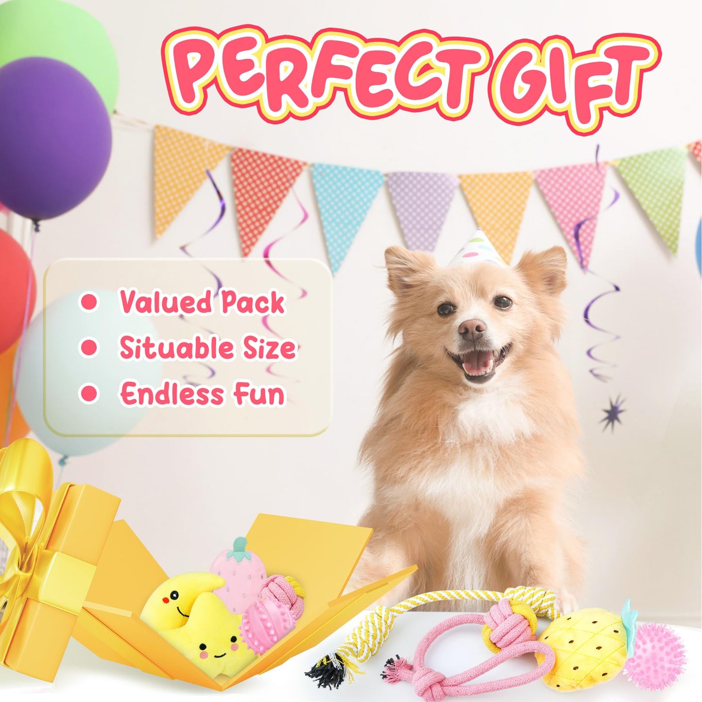 XIUGOAL Pink Puppy Toys for Teething - 23 Pack Puppy Chew Toys for Boredom, Interactive Dog Toys for Puppies, Cute Small Dog Toys with Treat Ball, Squeaky Dog Chew Toys and Ropes