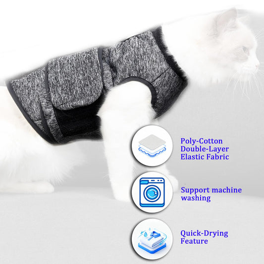 Pet Anxiety Jacket Calming Vest, YolieraArt Thunder Jacket for Cats and Dogs Anxiety, Calming Wrap Around Hug Thunder Jacket Weighted Anxiety Calming Vest for Pets (Grey, Large)