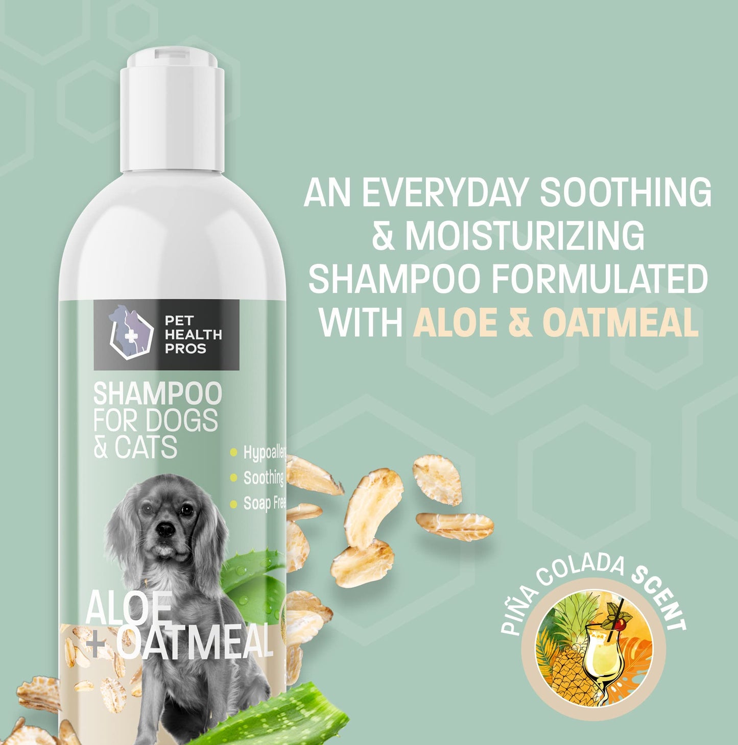 Pet Health Pros Aloe Oatmeal Shampoo for Dogs - Sensitive Skin Dog Shampoo for Allergies and Itching – Moisturizing Soap Free Aloe Oatmeal Dog Shampoo and Conditioner for Dry Itchy Skin - 16 oz