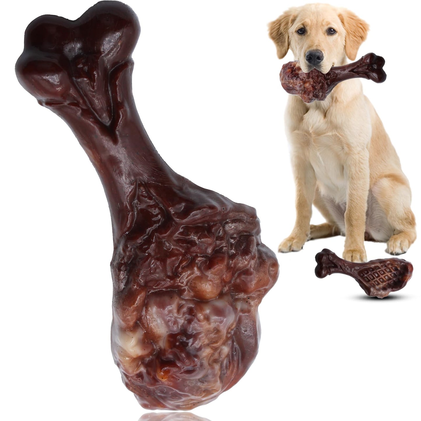 Dog Chew Toys for Aggressive Chewers, Indestructible Dog Toy for for Medium/Large Breed, Tough Nylon Teething Bone Toy to Keep Them Busy,Bacon and Real Beef Flavor (Bacon Flavor, 1 Pack)