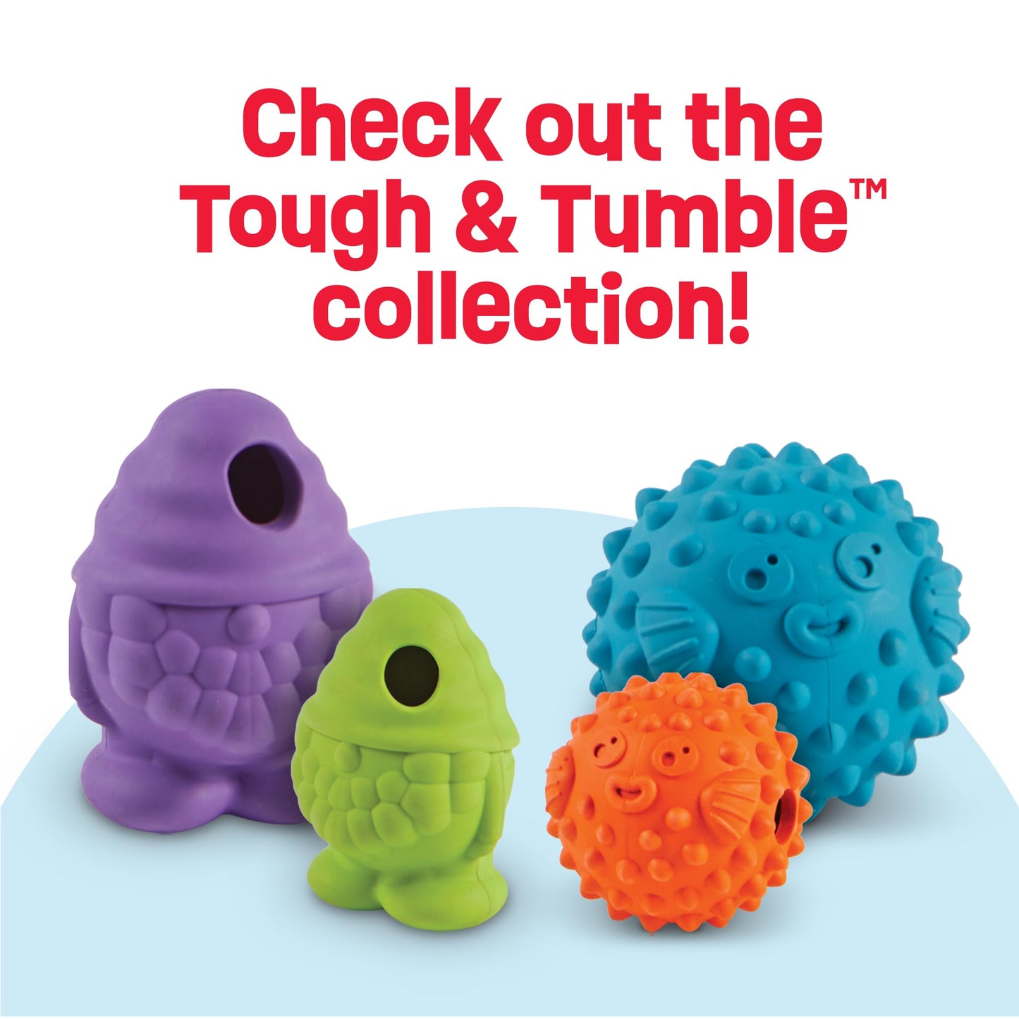 Brightkins Tough & Tumble Treat Dispenser Small Pufferfish - BPA Free Enrichment Dog Toys for Aggressive Play, Gift for Puppies