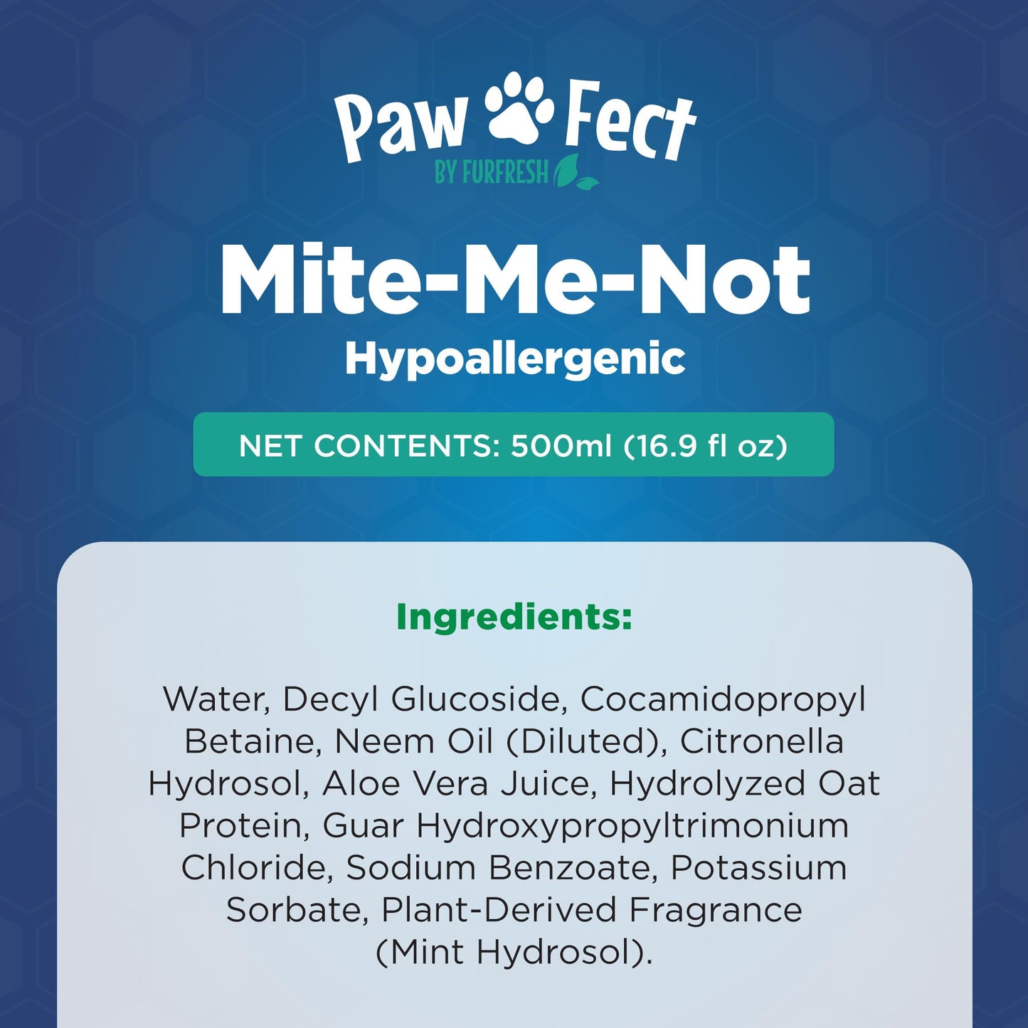 Hypoallergenic Flea and Tick Relief 16.9oz Dog Shampoo for Sensitive Skin Mite Me Not Formula for Itchy and Dry Coats Deep Cleansing and Moisturizing Pet Wash for Dogs and Puppies 500ml