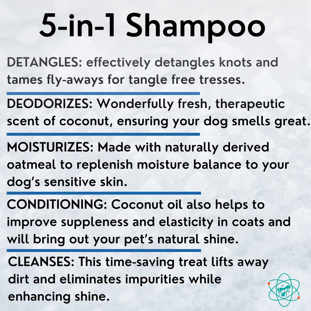 PET CARE Sciences 16 floz 5 in 1 Dog Shampoo for Itchy Skin - Sensitive Skin Dog Shampoo for Smelly Dogs - Dog Shampoos & Conditioners - Made in The USA