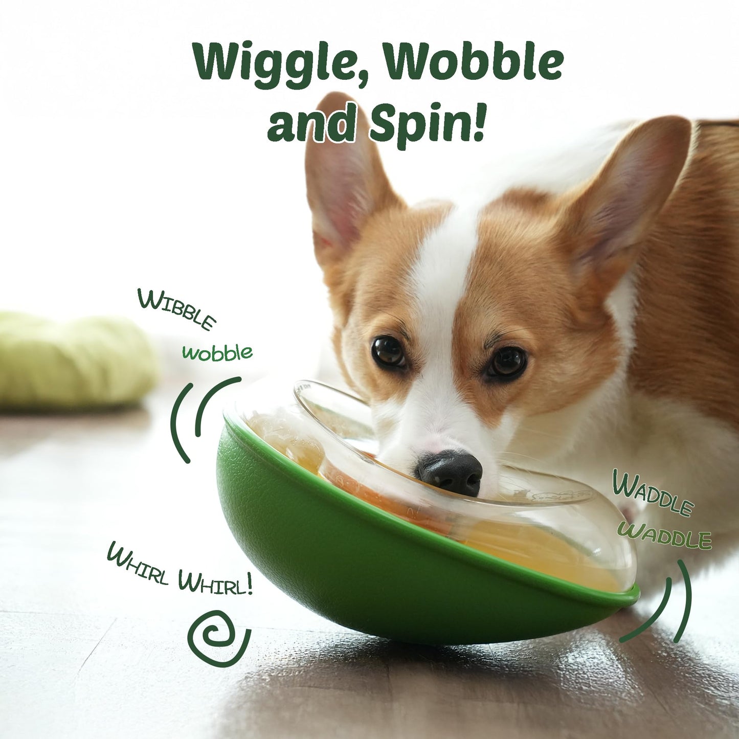 PAW QUEST Avocado Non-Spill Treat Dispensing Wobble Toys for Dogs