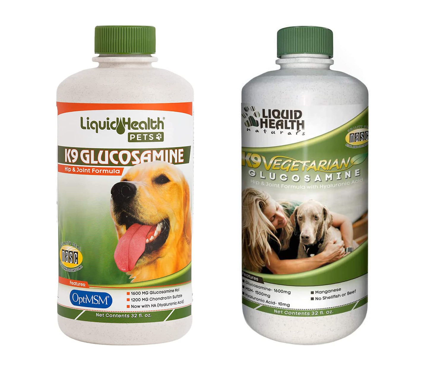 LIQUIDHEALTH 32 Oz K9 Liquid Glucosamine and Vegetarian for Dogs, Puppies and Senior Canines - Chondroitin, MSM, Hyaluronic Acid – Joint Health, Dog Vitamins Hip Joint Juice, Joint Oil