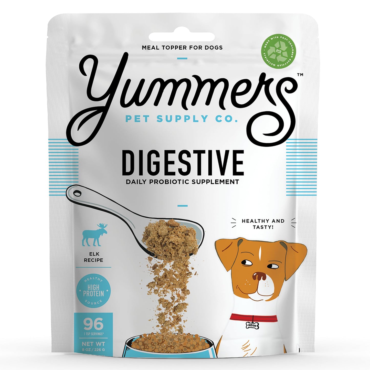 Yummers Premium Digestive Supplement for Dogs, Daily Probiotic Supplements, Elk Recipe, 8 oz. - All-Natural Freeze-Dried Dog Food Supplement Toppers - Flavor Dog Food Topper for Digestive Health