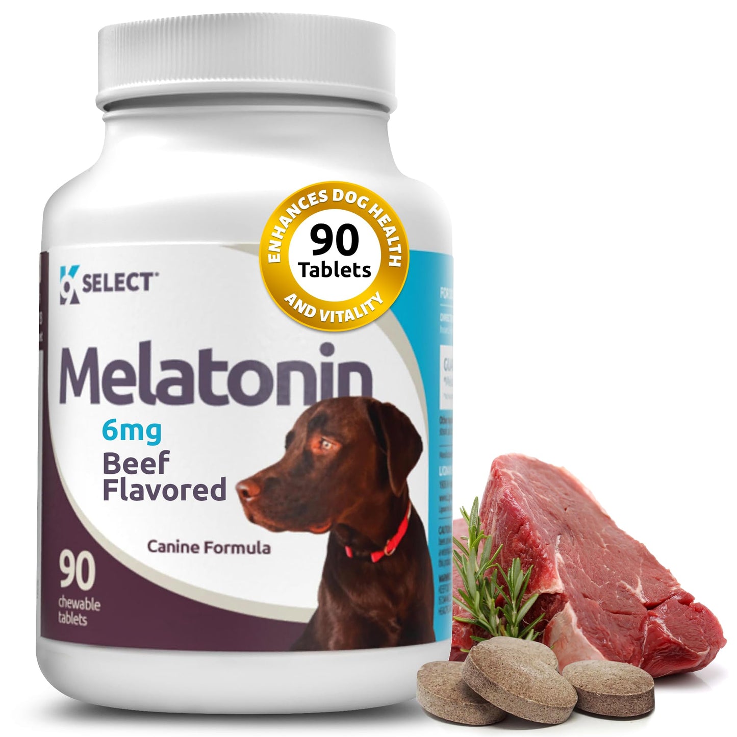 K9 Select Wellness Bundle for Dogs: Peanut Butter Flavored HMR Lignans (20mg, 90 Tablets) & Beef Flavored Melatonin (6mg, 90 Chewable Tablets) - Holistic Health Assistance - Small to Large Breeds