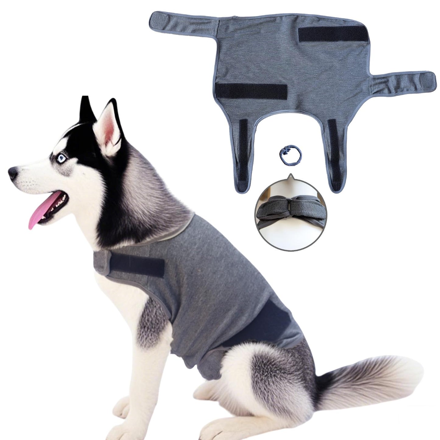 LAROTSUBA Dog Anxiety Vest,Pet Thunder Jacket Calming Jacket,Dogs Anxietys Relief Coat,Breathable Pets Shirt for Thunderstorm（Gray L）