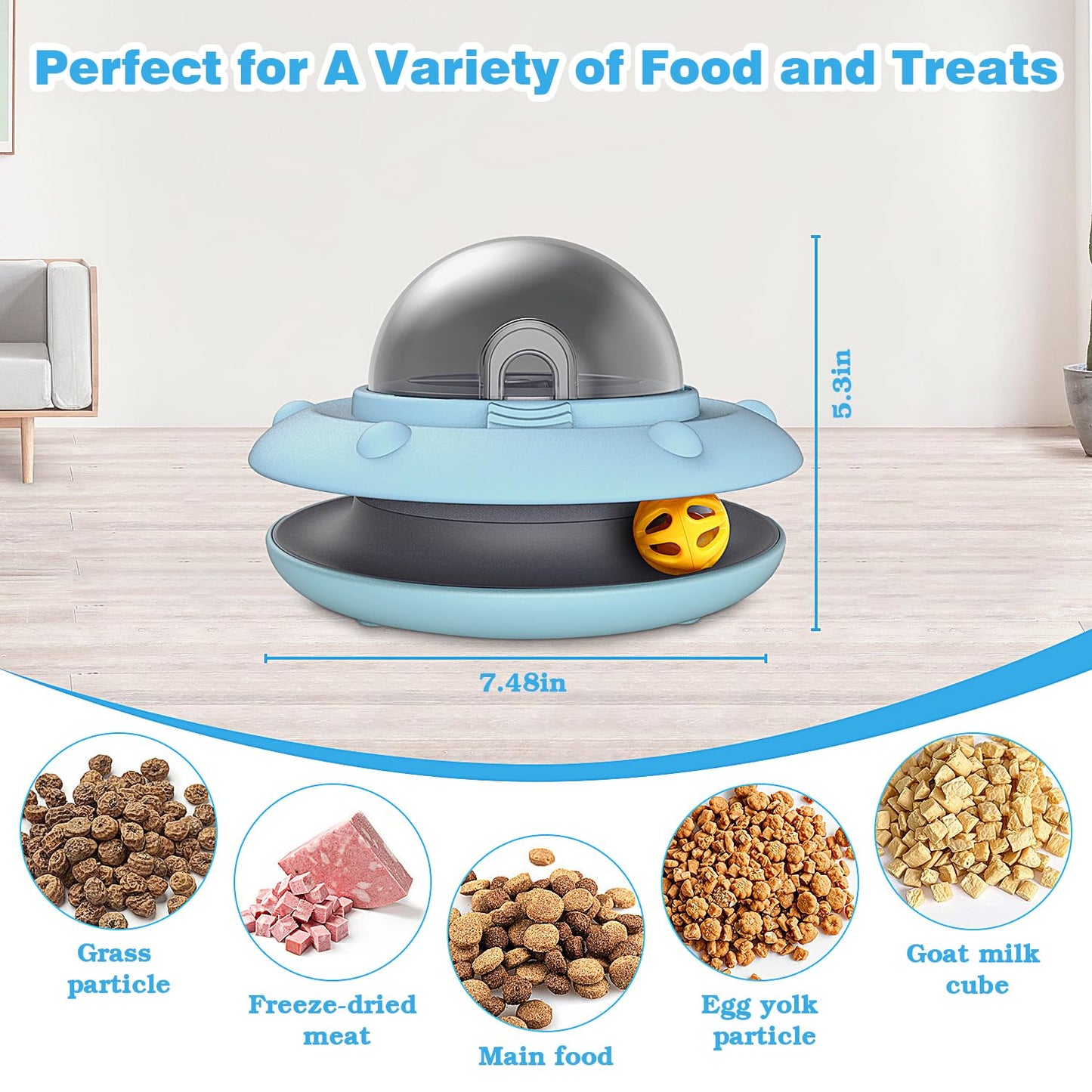 Dog and Cat Interactive Treat Toy, Pets Food Puzzle Toy with Bell Ball, Suitable for Puppies and Kittens