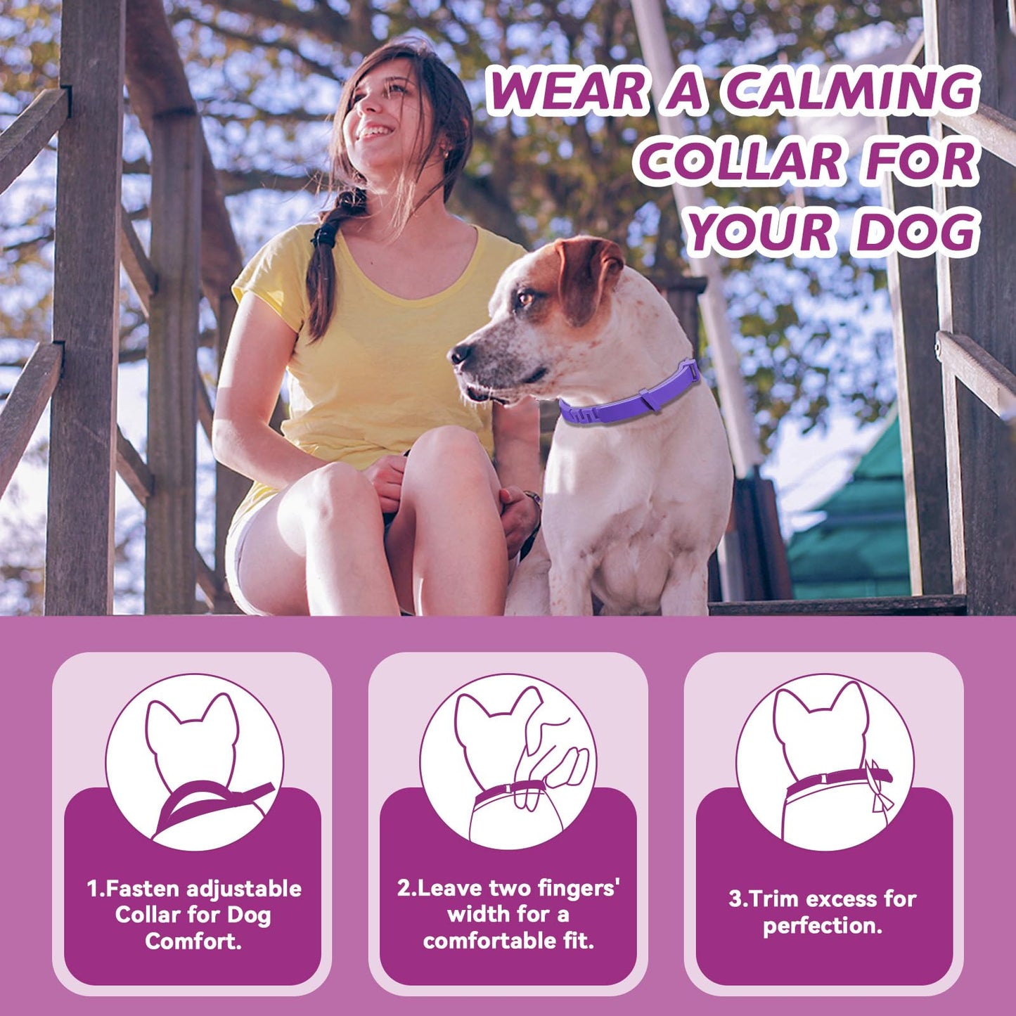 Calming Collar for Dogs 4-Pack, Dog Calming Collar Lasts 60 Days, Reduce Stress, Fits Small/Medium/Large Breeds