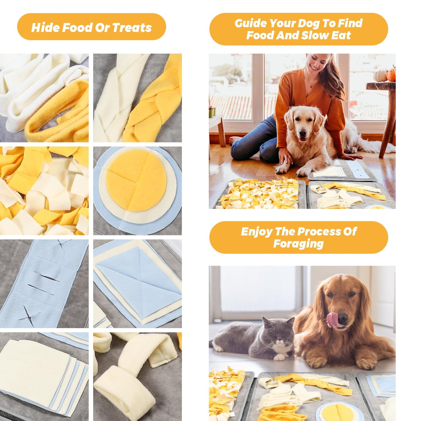 STELLAIRE CHERN Snuffle Mat for Dogs, 51" x 17" Small and Large Breed Interactive Sniff Mat for Slow Eating Keep Busy Stress Relief Dog Mental Stimulation Toys, Spliced Three-in-one