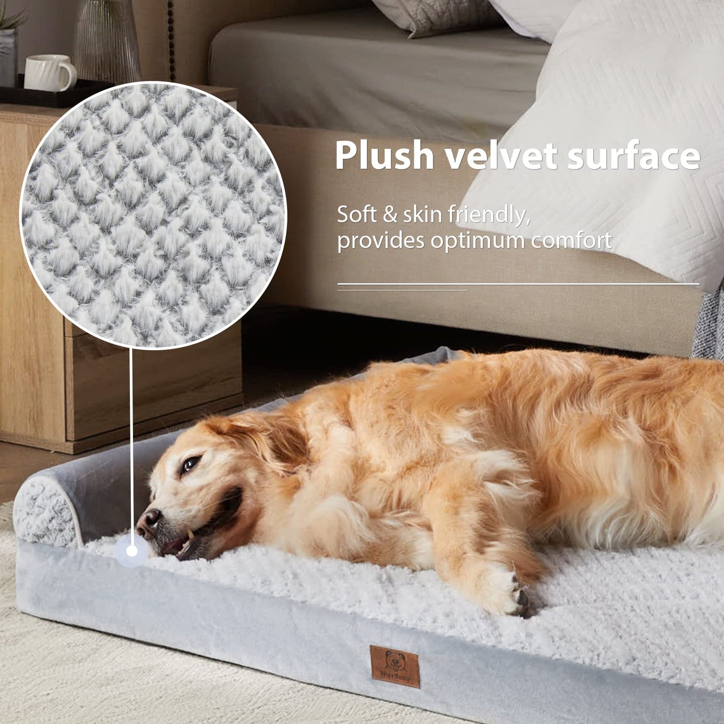 WNPETHOME Orthopedic Dog Bed for Large Dogs – XL Washable Pet Bed with Waterproof Cover, Non-Slip and Egg-Crate Foam Big Dog Couch Bed with Washable Removable Cover, Comfort & Joint Relief