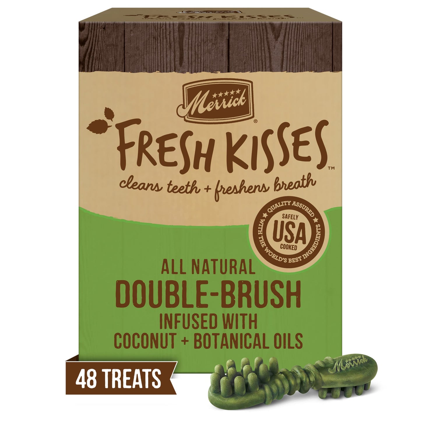 Merrick Fresh Kisses Natural Dental Chews Infused with Coconut and Botanical Oils for Small Dogs 15-25 Lbs - 48 ct. Box