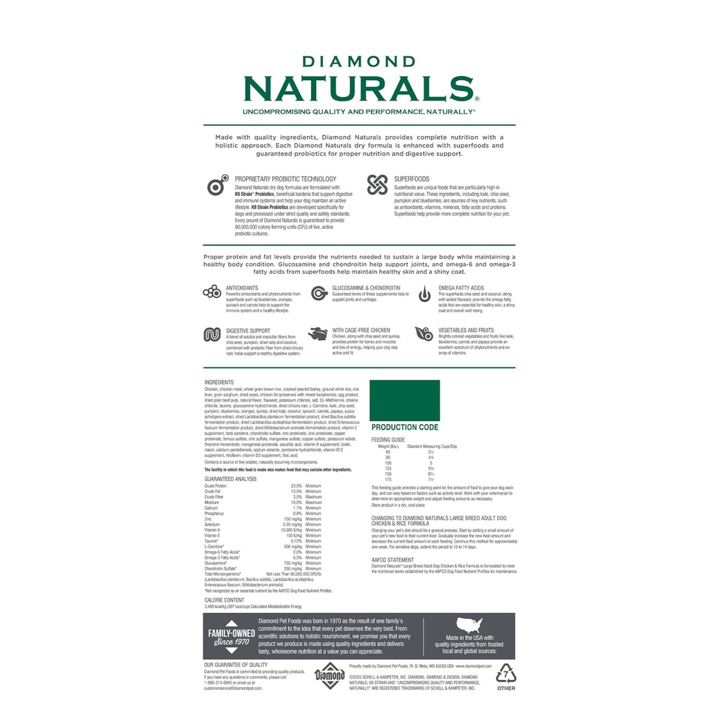 Diamond Naturals Large Breed Adult Dry Dog Food Chicken and Rice Formula with Protein from Real Chicken, Probiotics and Essential Nutrients to Support Balanced and Overall Health in Adult Dogs 40lb