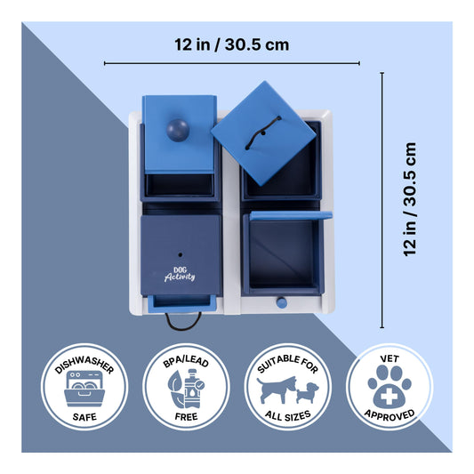 TRIXIE Poker Box 1 Dog Enrichment Toy, Intermediate Level 2 Dog Puzzle, Interactive Treat Game