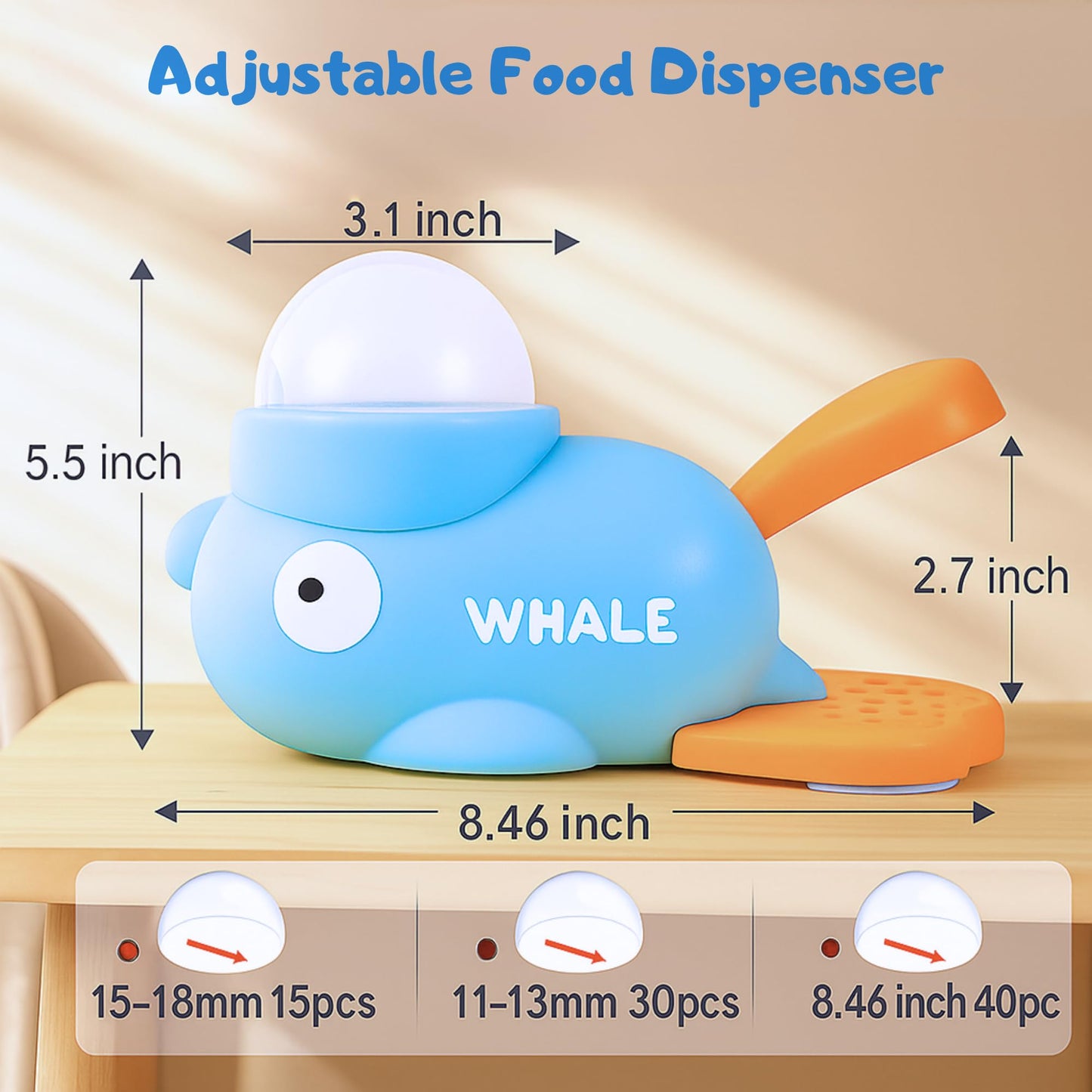 Slow Feeder Dog Balls Puzzles for Smart Dogs Interactive Dog Toy Whale-Shaped Treat Dispenser for Small & Medium Dogs, Durable Non-Toxic Food-Grade Design + Suction Cups