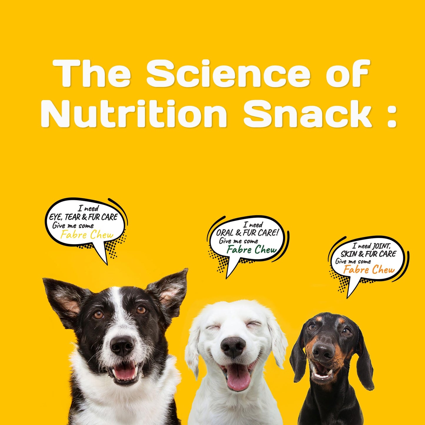 Fabrechew Yellow Eye, Tear Marks & Fur Care Dog Treats – High-Protein Dental Snacks with Cricket & Salmon Protein, Hypoallergenic, Meat Free, Supports Clear Eyes & Healthy Fur, Soft Type (14 Pcs)