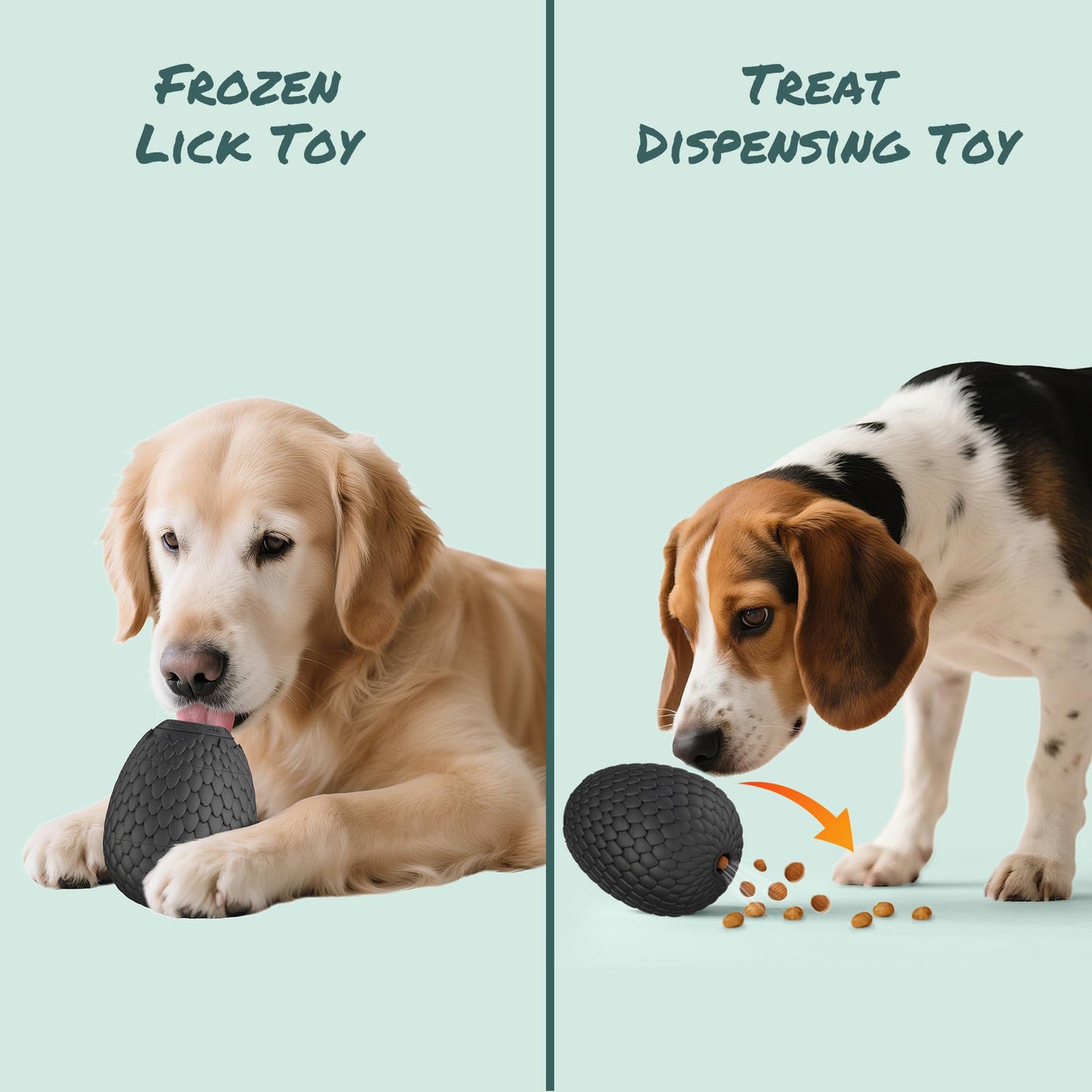 SAMFAT 2-in-1 Enrichment Chew Toy for Dogs - Frozen Treat Toy & Dispensing Dog Puzzles Toy, Fillable Rubber Interactive Toy, Keeps Dogs Busy, Reduces Anxiety, Safe & Easy to Clean Black