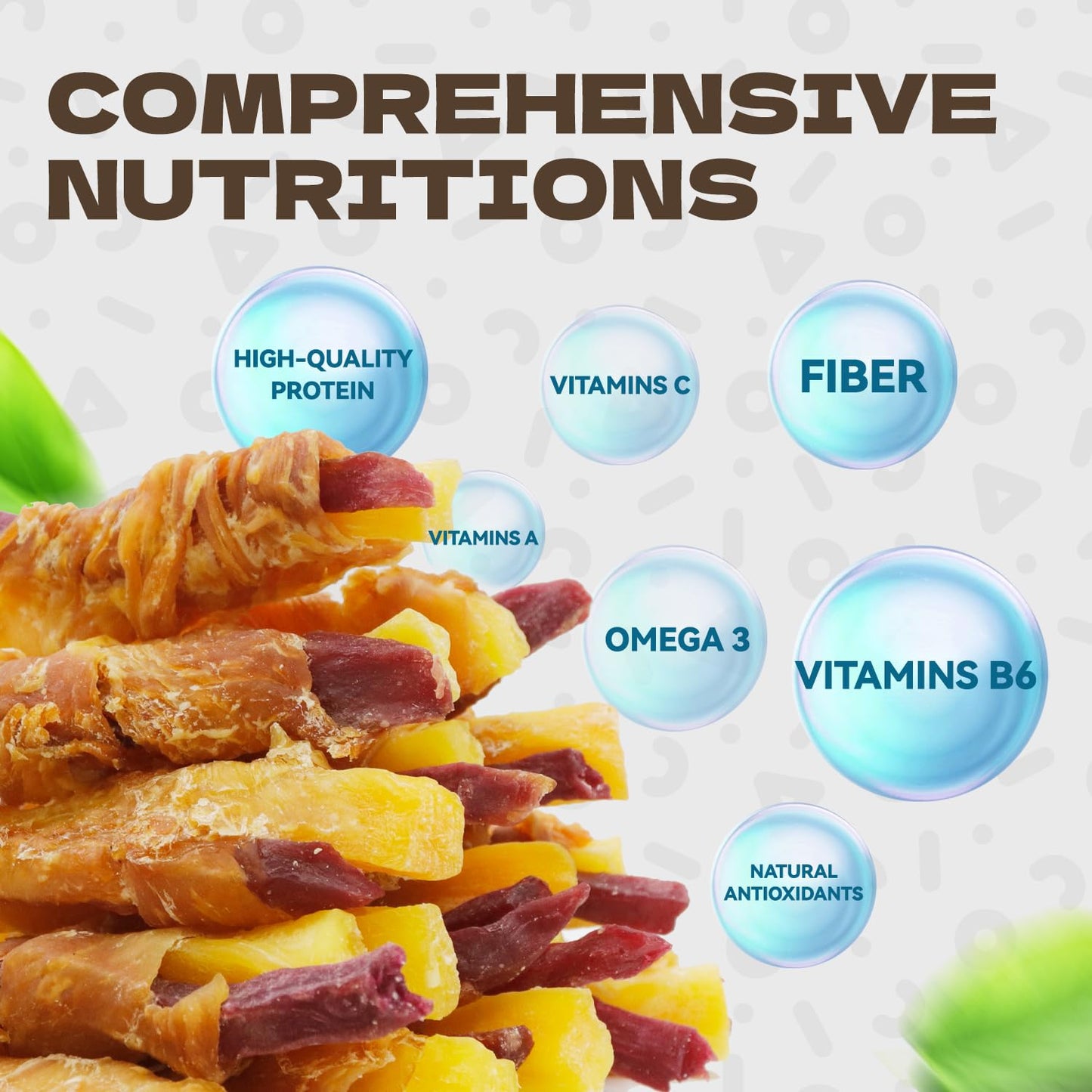 KUADELRO Chicken Wrapped Double Sweet Potato Dog Treats, Real Chicken Jerky Training Treats High Protein Dog Soft Chews for Small Medium Large Dogs 10.58oz/ 12-15Pcs