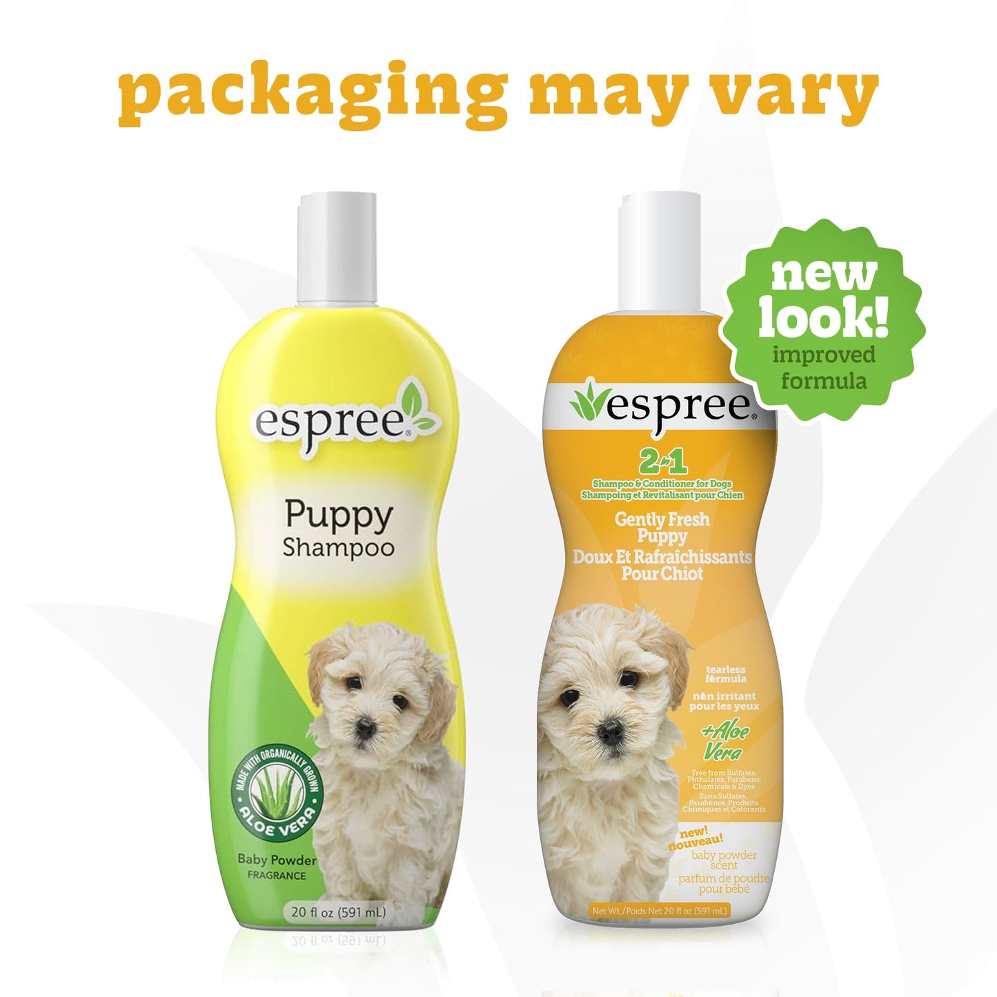 Espree Gentle Fresh Puppy Shampoo & Conditioner, Tearless Formula with Aloe Vera, Sulfate-Free, Paraben-Free, Harsh Chemical and Dye-Free, Safe for Dogs with Sensitive Skin, 20oz