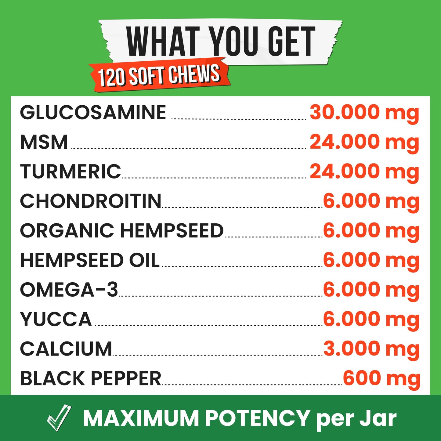 Advanced Hemp Hip & Joint Supplement for Dogs - Glucosamine for Dogs - Dog Joint Pain Relief Treats - Chondroitin Turmeric MSM Hemp Oil - Hemp Treats for Joint Health - Senior Mobility Support Chew