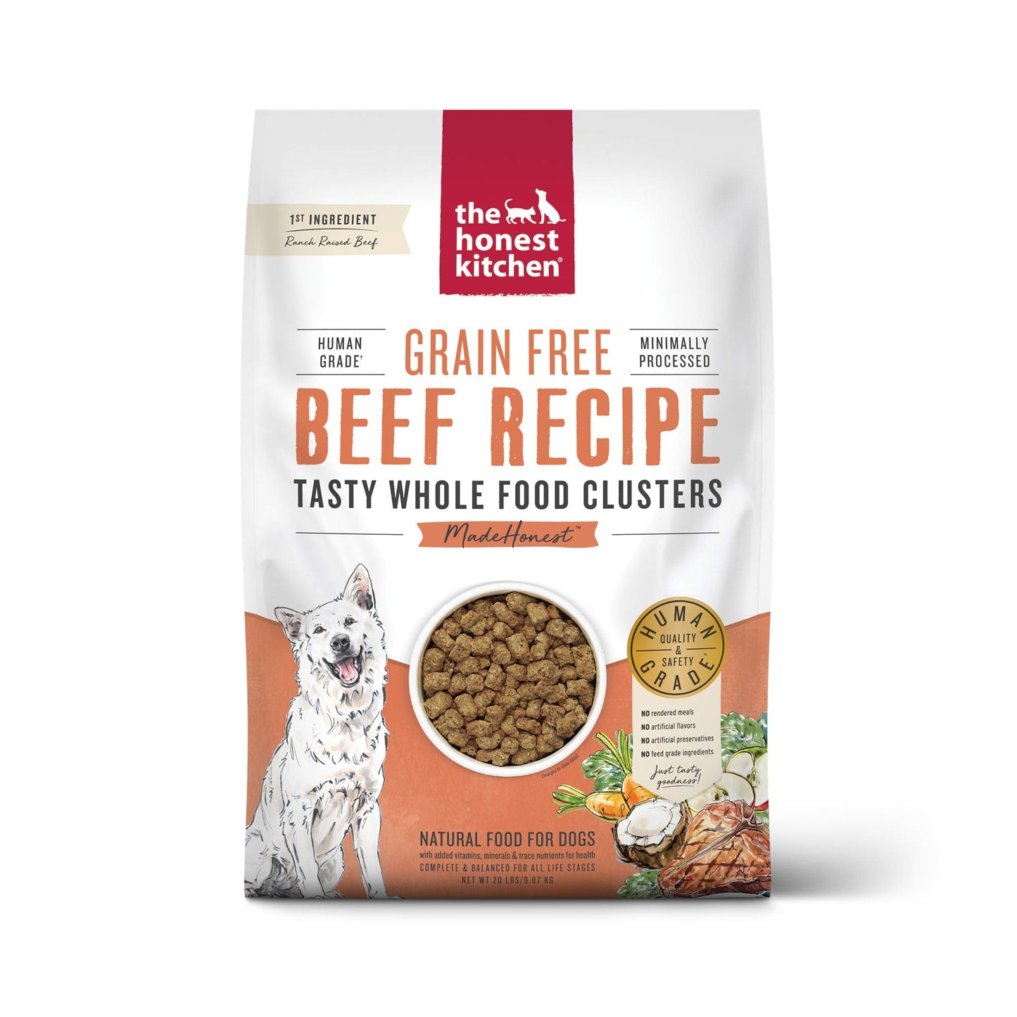 The Honest Kitchen Whole Food Clusters Grain Free Beef Dry Dog Food, 20 lb Bag