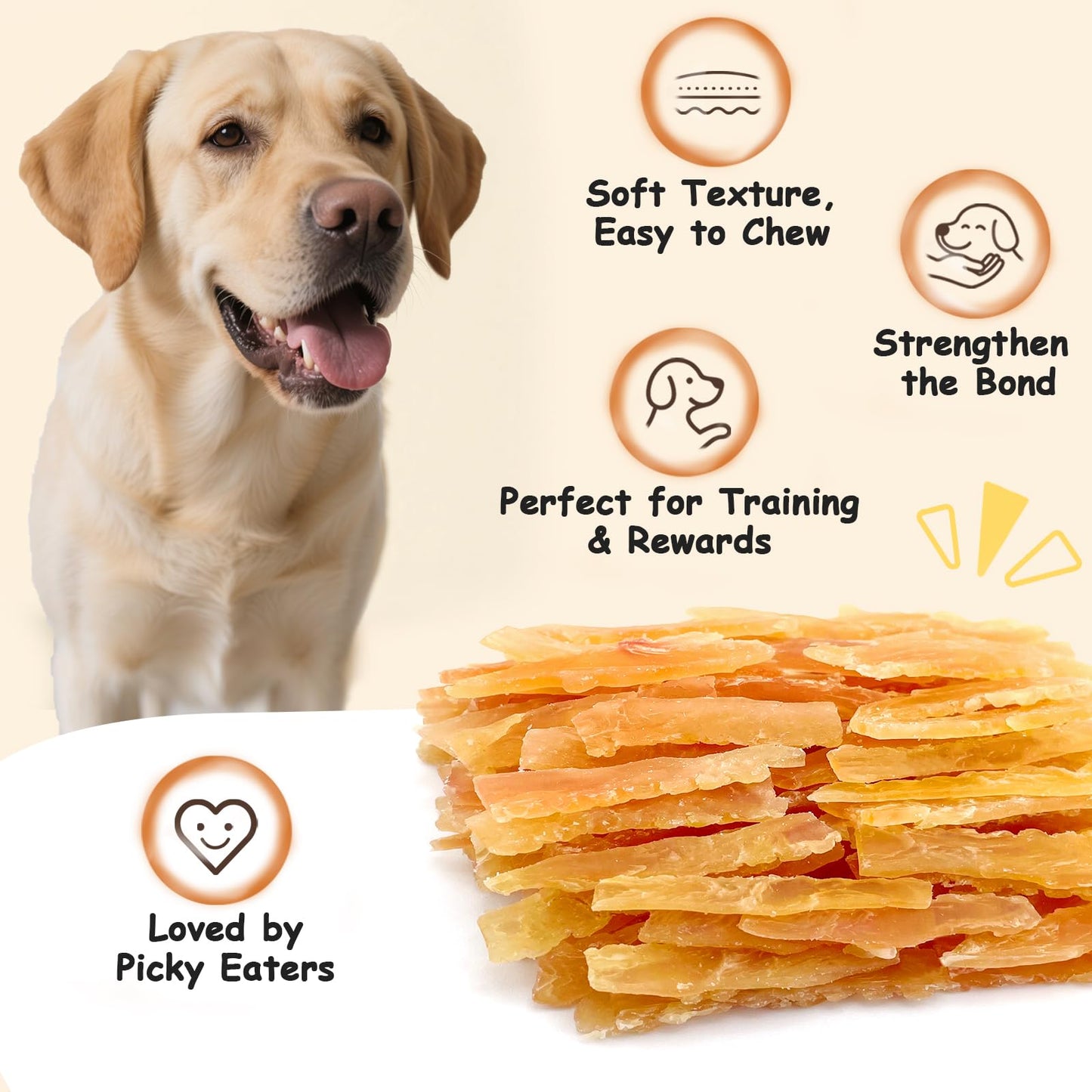 PETPURO Soft Chicken Treats for Puppies and Cats – Mini Strips Dog & Cat Snacks, Easy to Chew Grain-Free Puppy Training Treats