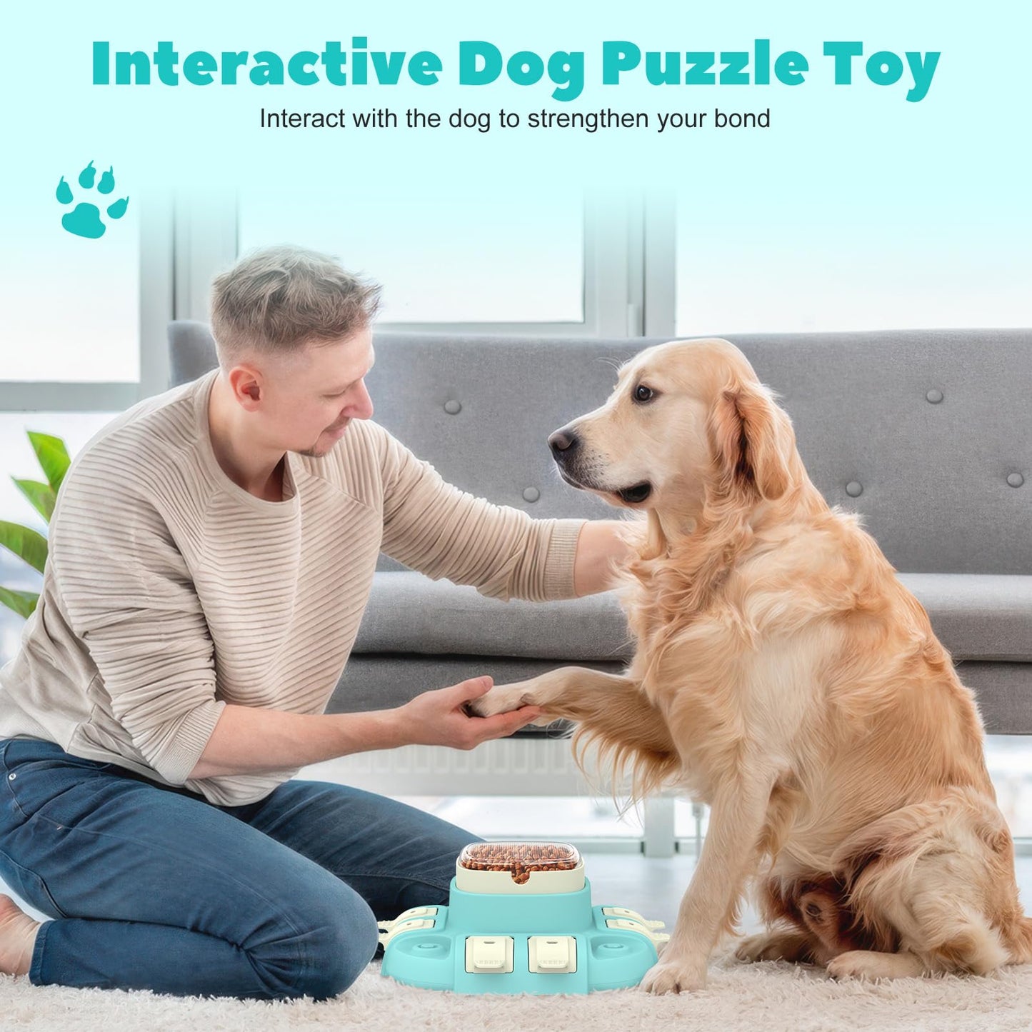 Tivray Dog Puzzle Toy 2 Levels, Interactive Dog Enrichment Feeder for Small to Large Breeds, Dishwasher Safe