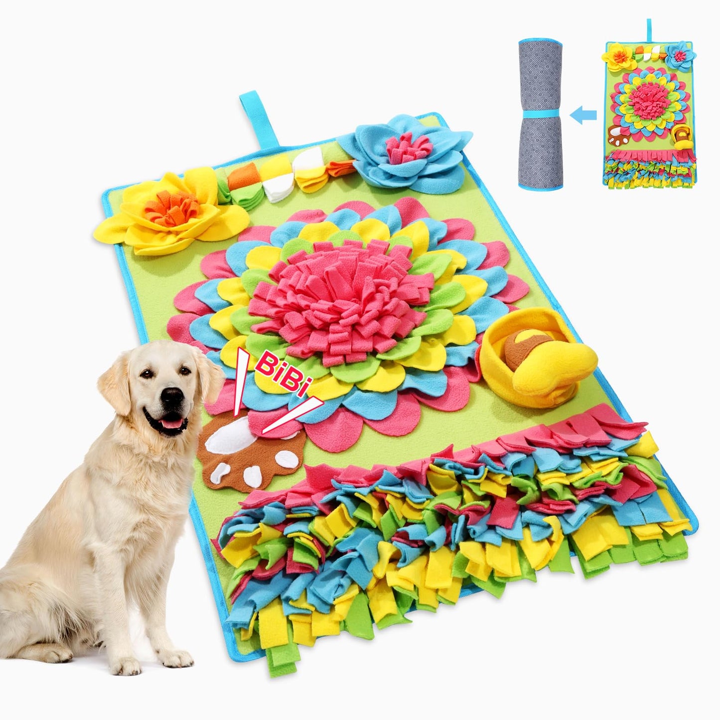 AMIR Upgrade Slow Feeder Mat for Dogs – Anti-Gobble & Anti-Anxiety Dog Food Mat, Snuffle Mat for Boredom Relief & Mental Stimulation, Works for All Breeds, Sizes & Ages
