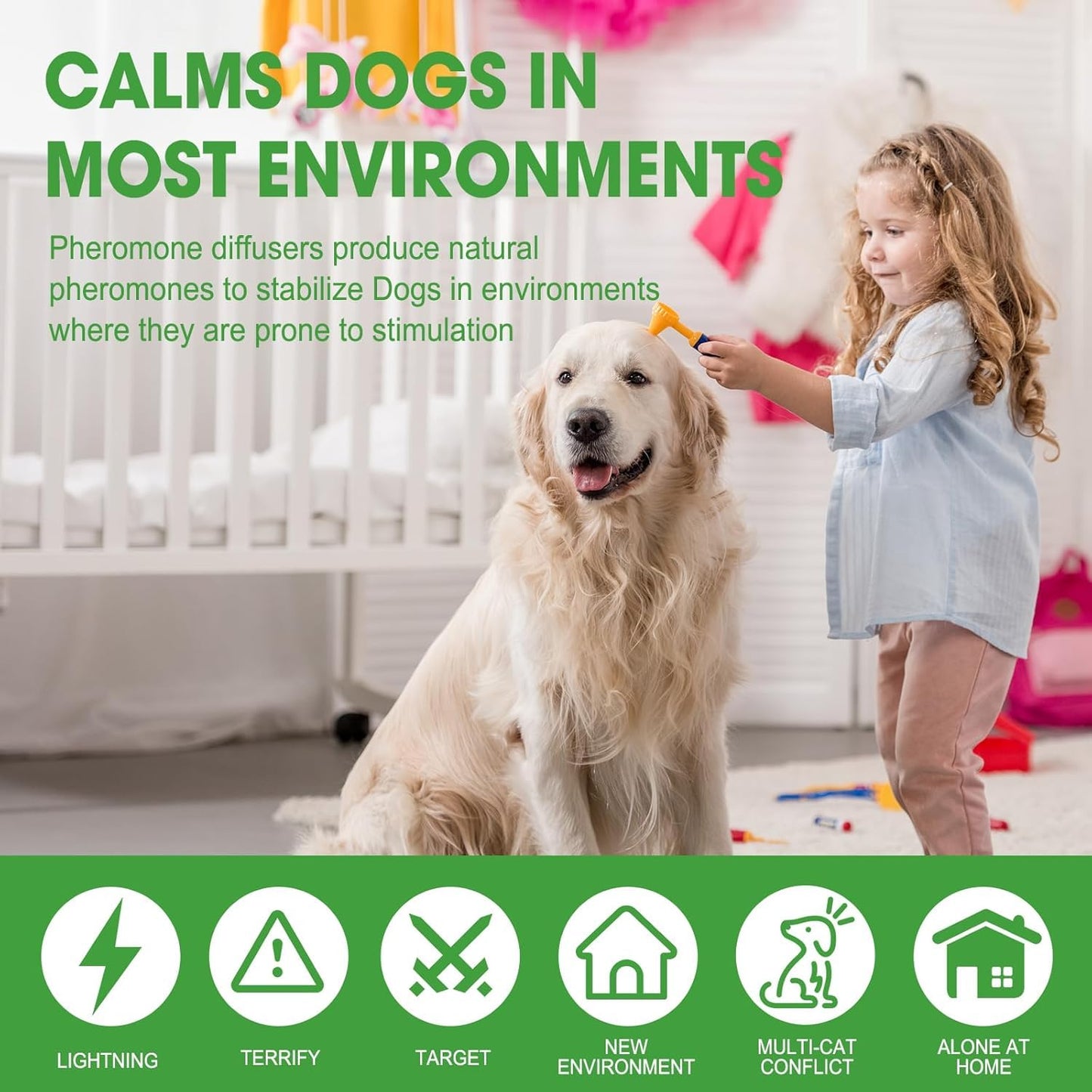 Nodfens Dog Calming Diffuser Pheromone Dog Peeing Diffuser, 1 Plug in+ 1 Pack 45ml Trial Pack Dog Anxiety Relief Up to 30 Days