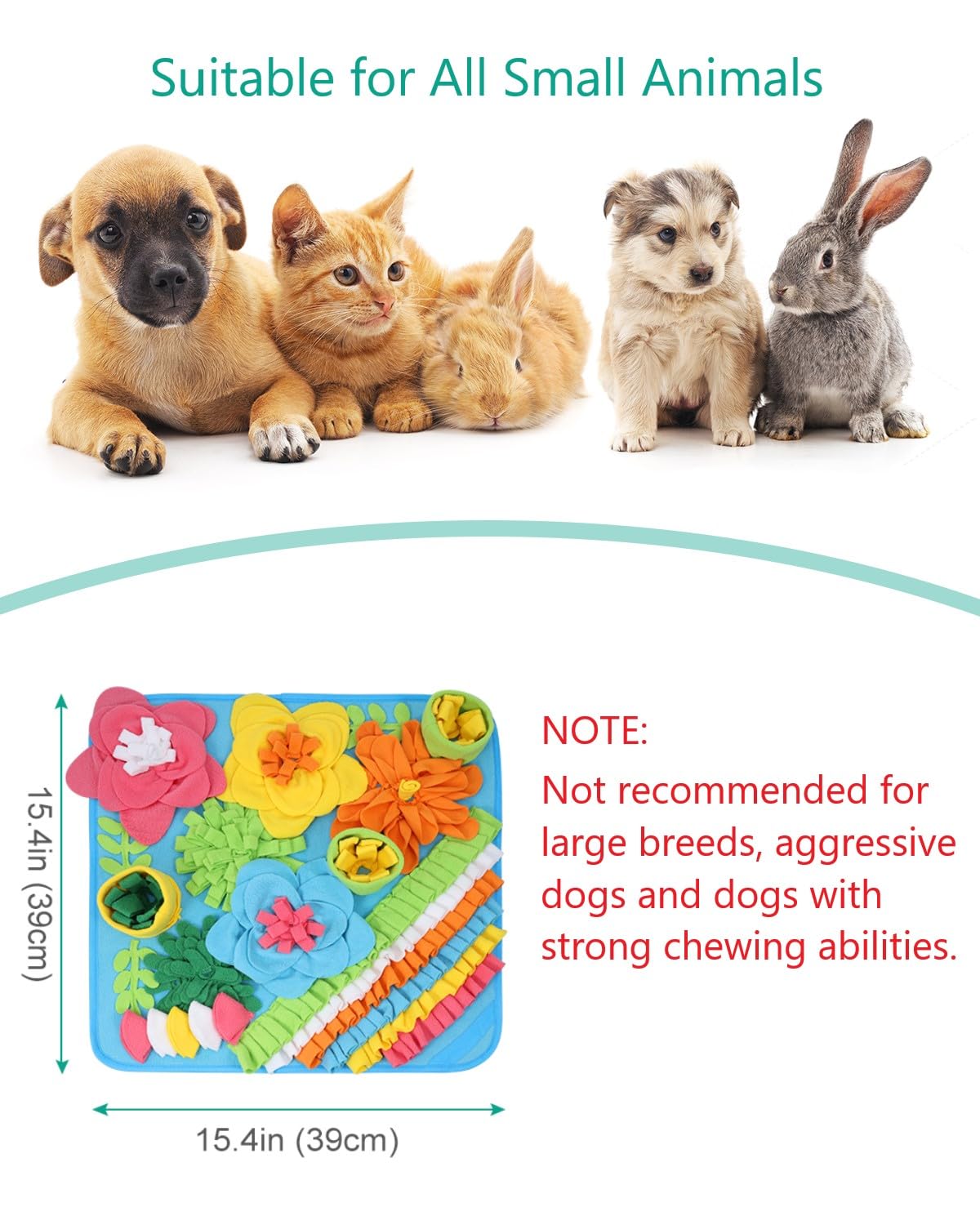 ORIA Snuffle Mat for Dogs, Interactive Slow Feeder & Foraging Mat, Enrichment Puzzle Toys for Boredom, Keep Busy, Treats Feeding Game for Small Medium Dogs, 15.4x15.4 inch