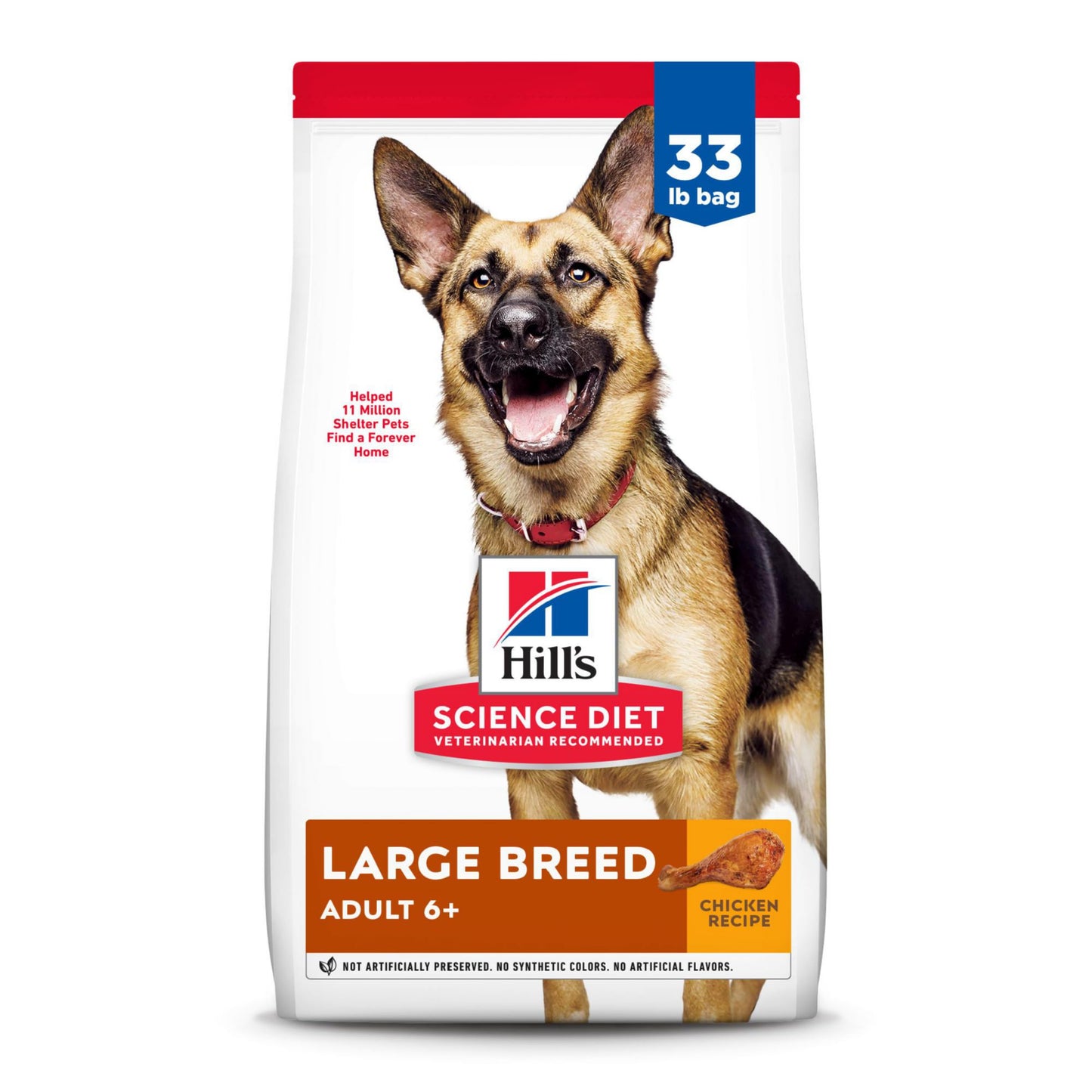 Hill's Science Diet Large Breed Senior Dry Dog Food Adult 6+, Quality Protein for Joint Support & Lean Muscles, Chicken Recipe, 33 lb. Bag