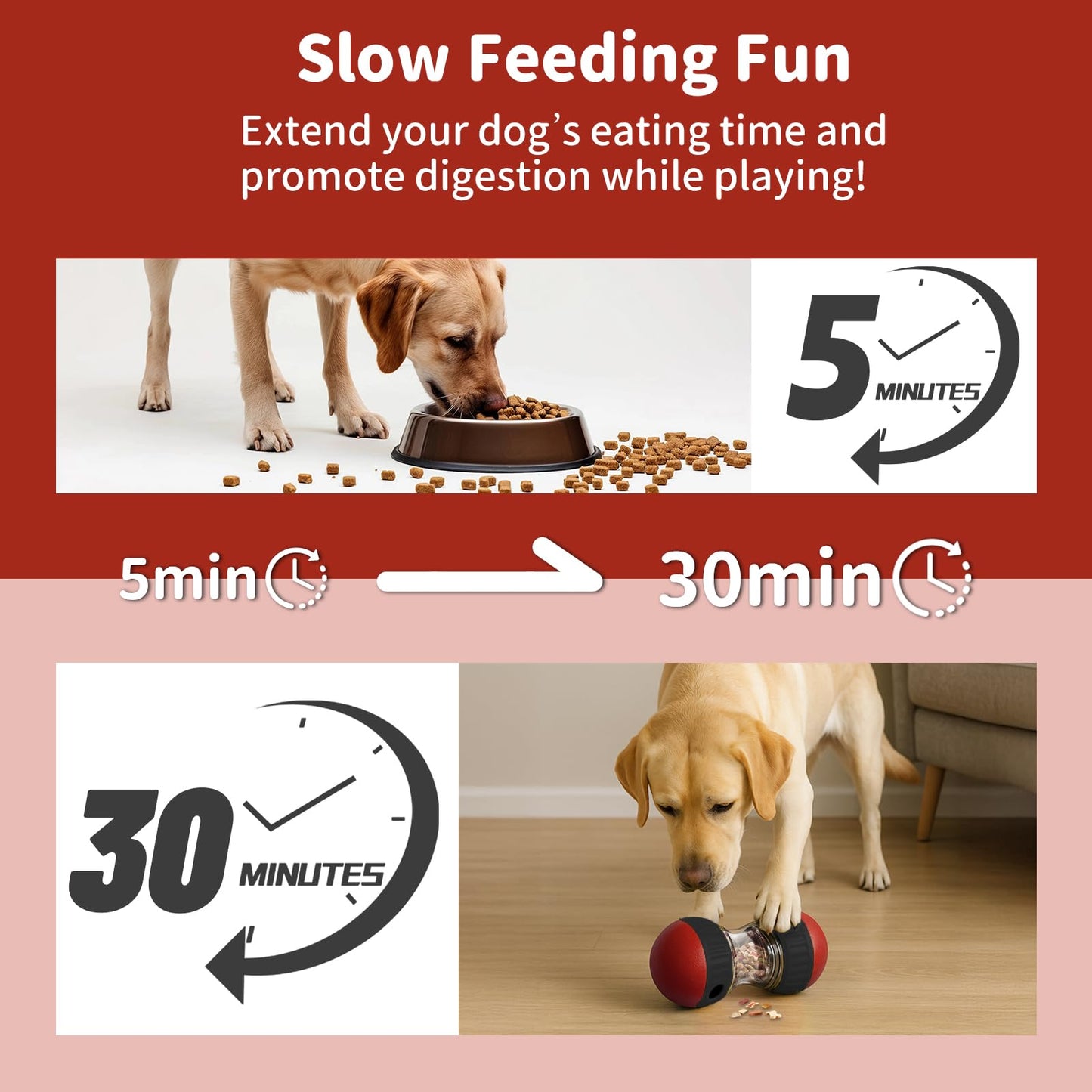 ASL Puzzle Toy for Dogs 2 Levels Slow Feeder Dog Food Treat Feeding Toys for IQ Training Dog Entertainment Toys for All Breeds