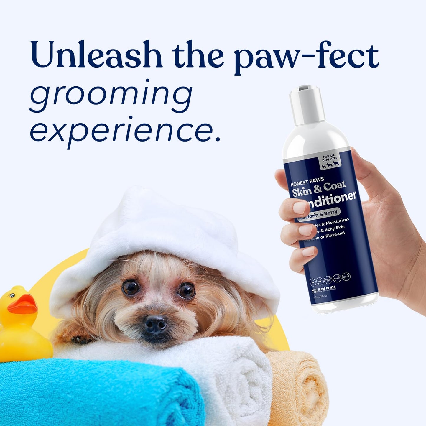 Honest Paws Dog Shampoo Conditioner - Grooming Bundle with Dry Shampoo - Cleanse, Moisturize, Deodorize, Condition, Detangle - Mandarin & Berry