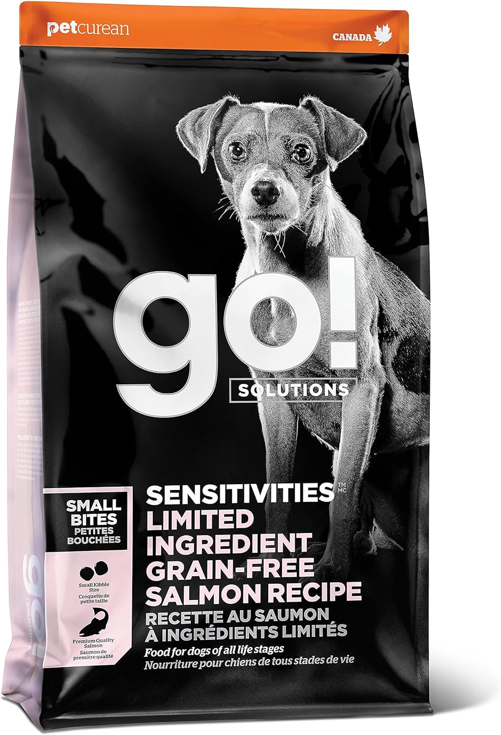 Go! Solutions Sensitivities Limited Ingredients, Grain-Free Dry Dog Food, Small Bites Salmon Recipe for Sensitive Stomach, 3.5 lb Bag