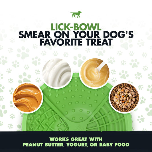 Tuff Pupper Lick Bowl for Dogs | Standard Size Slow Feeder Bowl | Four Textures for Dog Anxiety & Boredom | Silicone Lick Mat | Easy Clean Dishwasher Safe | Stable & Wobble Modes | NOT for Chewing