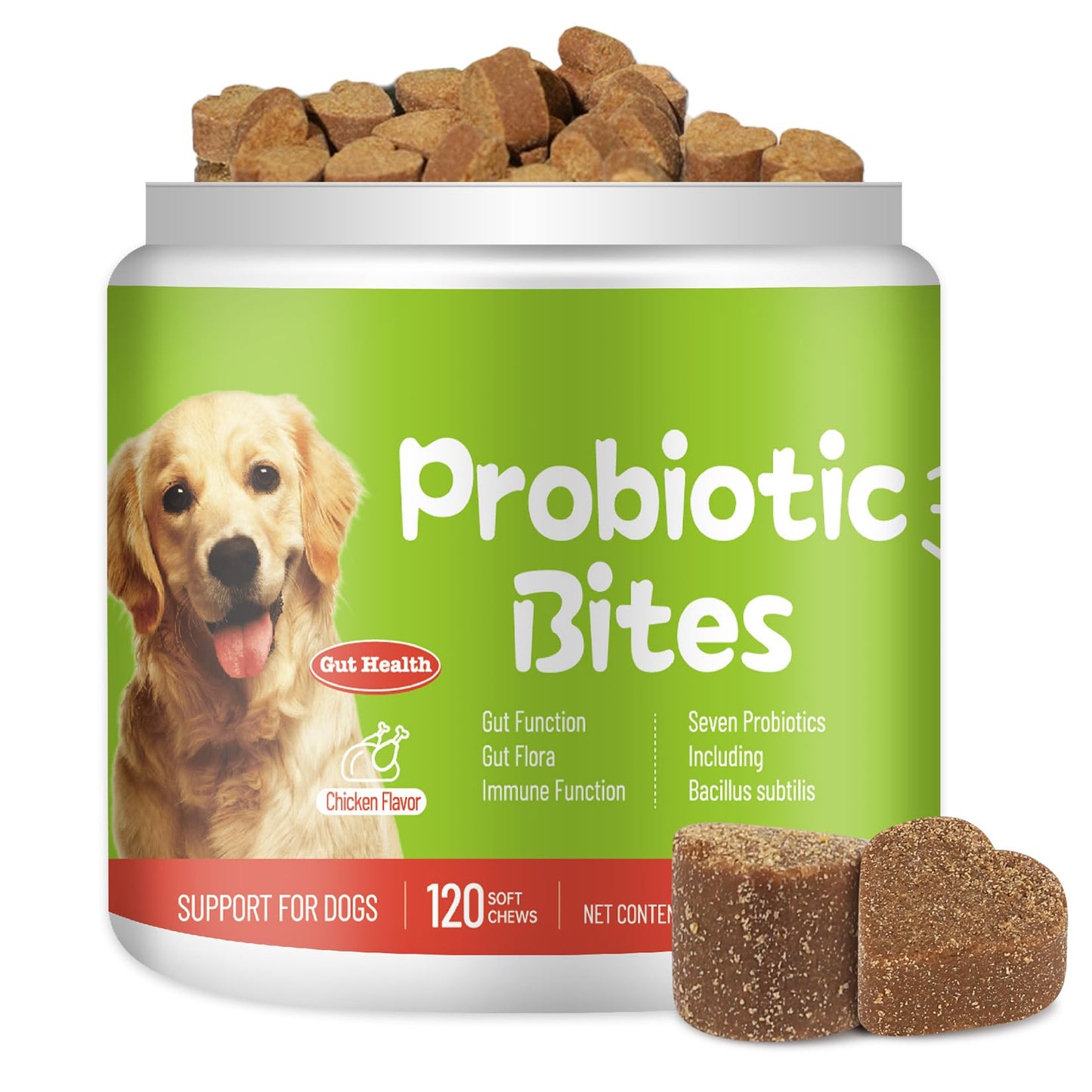 Bryozoa Probiotics for Dogs - Dog Probiotic Chews for Digestive Health, Gut Support, & Immune Boost - Dog Probiotics with Digestive Enzymes & Prebiotics - 120 Probiotic Chews for Dogs