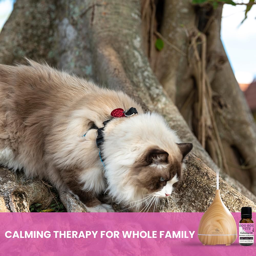 Gou Gou Pets Holistic Natural Derived Calming Pet Essential Oil Blend & Diffuser Set for Anxiety: Relax Your Pet with Natural and Clean Ingredients While Providing Stress Relief - Made in USA – 15mL