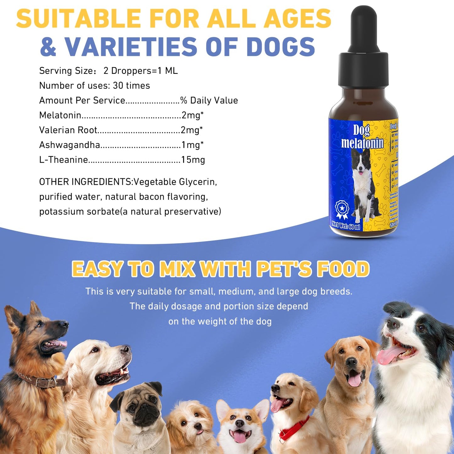 Tetra Dog Melatonin, Quiet Moments Calming Aid for Dogs Melatonin, Effective Anxiety Relief, Dog Sleep Aid for Dogs &Cats, 60 Ml